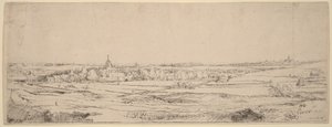 Landskap med utsikt mot Haarlem (Guldvägarnas fält) av Rembrandt van Rijn
