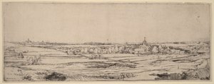 Landskap med utsikt mot Haarlem (Guldvägarnas fält) av Rembrandt van Rijn