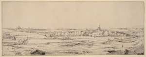 Landskap med utsikt mot Haarlem (Guldvägarnas fält) av Rembrandt van Rijn