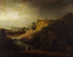 Landskap med eunuckens dop av Rembrandt van Rijn