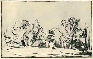 Landskap med två stugor, c1650-1655, 1943. av Rembrandt van Rijn
