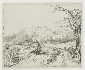 Landskap med fårherde och hundar (”Den lille jägaren”) av Rembrandt van Rijn