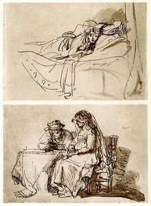 Liggande kvinna, The Talk av Rembrandt van Rijn
