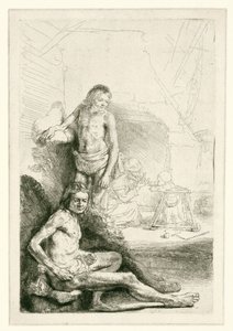 Manlig akt, sittande och stående av Rembrandt van Rijn