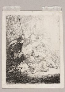 En liten lejonjakt (med två lejon) av Rembrandt van Rijn