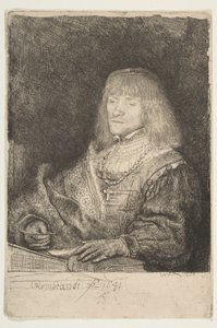 Man vid ett skrivbord med kors och kedja, 1641. av Rembrandt van Rijn