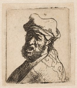 Man som ropar, tre fjärdedelar kvar: byst av Rembrandt van Rijn