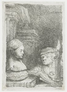 Man som tecknar efter en avgjutning av Rembrandt van Rijn
