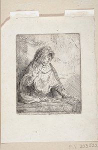 Den sorgande Jungfru Maria med Kristi lidandes symboler av Rembrandt van Rijn