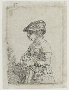 Flicka med korg av Rembrandt van Rijn