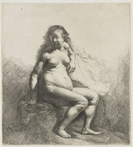 Naken kvinna på en hög Naken kvinna på en kulle av Rembrandt van Rijn