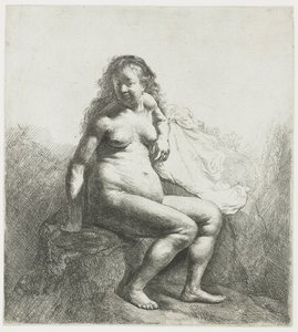 Naken kvinna på en kulle av Rembrandt van Rijn