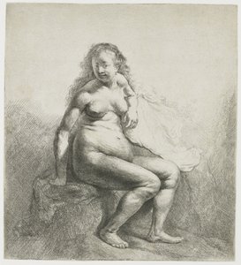 Naken kvinna på en kulle av Rembrandt van Rijn