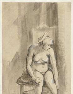 Naken kvinna som sitter vid en spis Naken kvinna som sitter vid en spis av Rembrandt van Rijn