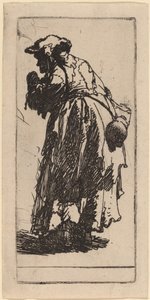 Gammal tiggarkvinna med kalebass av Rembrandt van Rijn
