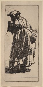 Gammal tiggarkvinna med en kalebass av Rembrandt van Rijn