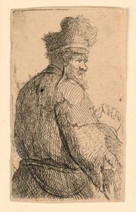 Gammal man sedd bakifrån, profil till höger: halvfigur av Rembrandt van Rijn