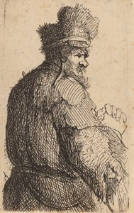 Gammal man sedd bakifrån, profil till höger, ca. 1631. av Rembrandt van Rijn