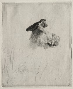 Gammal man skuggar sina ögon med sin hand, ca. 1639. av Rembrandt van Rijn