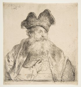 Gubben med en delad pälsmössa. av Rembrandt van Rijn