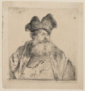 Gammal man med en delad pälsmössa av Rembrandt van Rijn