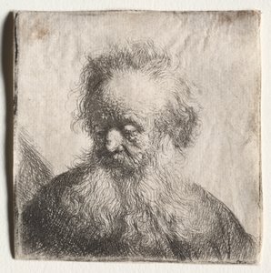 Gammal man med flödande skägg: Byst av Rembrandt van Rijn