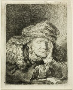 Gammal kvinna som sover av Rembrandt van Rijn