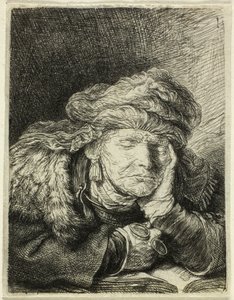 Gammal kvinna som sover av Rembrandt van Rijn