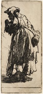 Gammal tiggarkvinna med kalebass, c.1629. av Rembrandt van Rijn