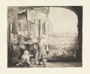 Peter och Johannes helar den krympling vid tempelporten av Rembrandt van Rijn