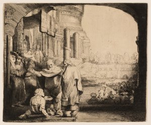 Peter och Johannes helar den krympling vid tempelporten av Rembrandt van Rijn