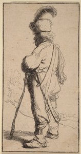 Polacken som stöder sig på en käpp av Rembrandt van Rijn