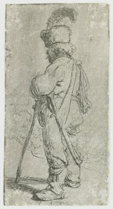 En polack som stöder sig på en käpp av Rembrandt van Rijn