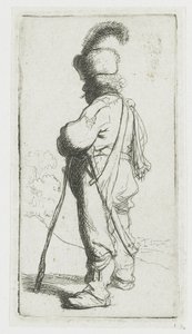 En polack som stöder sig på en käpp av Rembrandt van Rijn