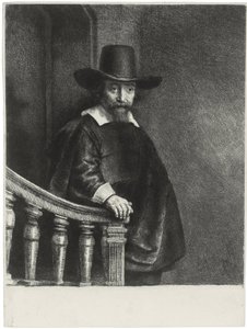""Porträtt av doktor Bueno"" Porträtt av läkaren och författaren Dr. Ephraim Bueno (Ephraim Bueno, judisk läkare) Gravyr av Rembrandt van Rhijn (1606-1669) av Rembrandt van Rijn