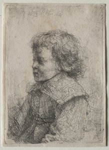 Porträtt av en pojke i profil av Rembrandt van Rijn