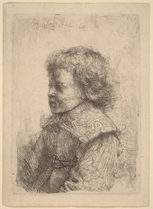 Porträtt av en pojke i profil av Rembrandt van Rijn