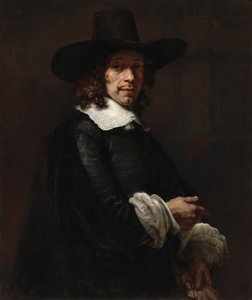 Porträtt av en gentleman med en lång hatt och handskar, ca. 16561658. av Rembrandt van Rijn