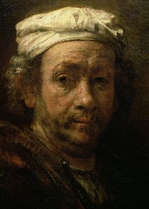 Porträtt av konstnären vid hans staffli, detalj av ansiktet, 1660 (detalj av 91054)