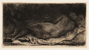 Liggande Kvinna Naken av Rembrandt van Rijn