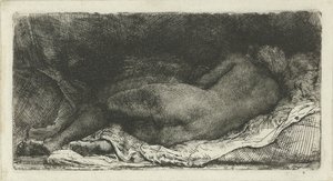 Liggande Kvinna Naken av Rembrandt van Rijn