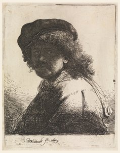 Rembrandt i mössa och halsduk av Rembrandt van Rijn