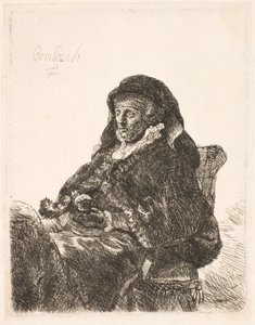 Rembrandts mamma i änkeklänning och svarta handskar av Rembrandt van Rijn