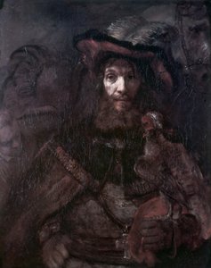 Ryttare med en falk av Rembrandt van Rijn
