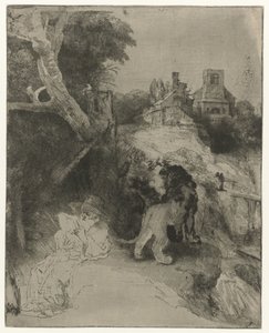 Saint Jerome läser i ett italienskt landskap St Hieronymus läser i ett italienskt landskap av Rembrandt van Rijn