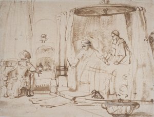 Scen ur berättelsen om Antiochus och Stratonice av Rembrandt van Rijn
