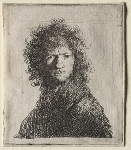 Självporträtt Frowning: Byst av Rembrandt van Rijn