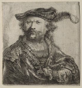 Självporträtt i sammetsmössa med plym, 1638. av Rembrandt van Rijn