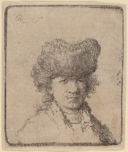 Självporträtt i en pälsmössa av Rembrandt van Rijn
