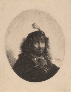 Självporträtt med plymmössa och sänkt sabel, 1634. av Rembrandt van Rijn